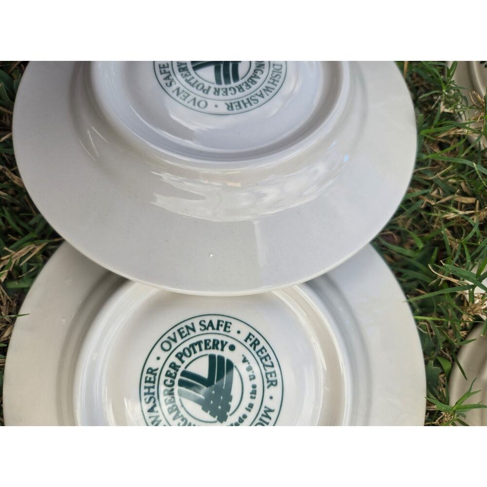7 Piece Longaberger Pottery Green Woven Traditions Pitcher Cups Saucers - Picture 6 of 8